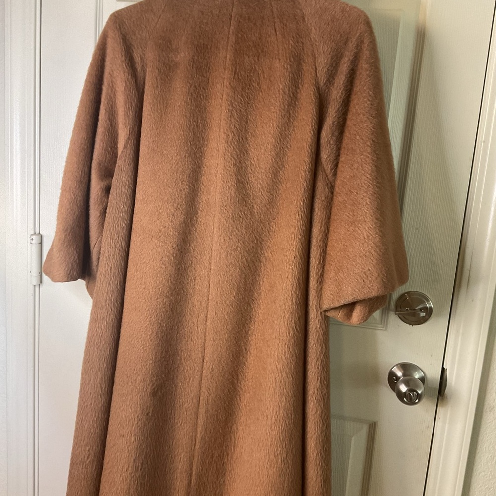 Vintage LILLI ANNE MadMen 1950 Wool Cashmere Camel MINK Coat M-L Swing Coat - Picture 6 of 11
